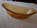 Винтидж арт деко 1930 стъклена купа кехлибарен цвят , снимка 2