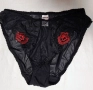 Large L Черна прозрачна, еластична бикина с бродерия Червени рози, снимка 2