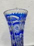 Бохемска кристална кобалтово / синя ваза. №5394, снимка 2