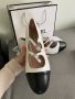 Бели обувки кожени малък ток Шанел chanel, снимка 1 - Дамски обувки на ток - 45782868