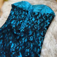 Синя сатенена дантелена рокля, снимка 3 - Рокли - 45222559