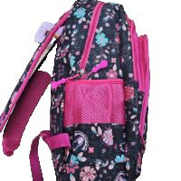 Черна ученическа раница за момичета с цветя и розови ципове, снимка 3 - Раници - 45684045