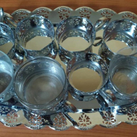 Комплект 6 чаши с подложки и поднос , снимка 5 - Чаши - 44937604