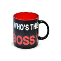 Чаша за кафе и чай, "Кой е шефа", черна, 815мл, снимка 1 - Чаши - 45235816