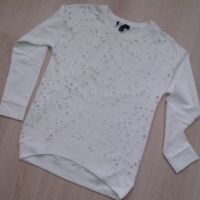Памучна снежнобяла блуза с накъсан ефект и с леко удължен гръб, снимка 2 - Тениски - 45216087