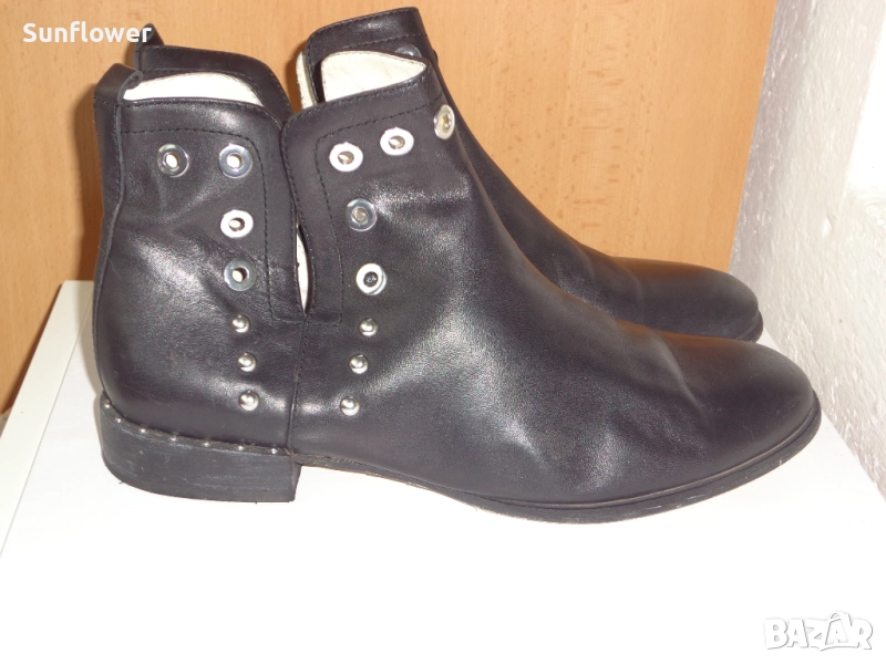 Черни кожени боти с капси Café Noir, размер 40 , снимка 1