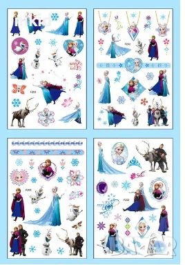 4 листа Елза Анна Замръзналото Кралство frozen Tattoo татос татуировка временна детска татоси татуси, снимка 1