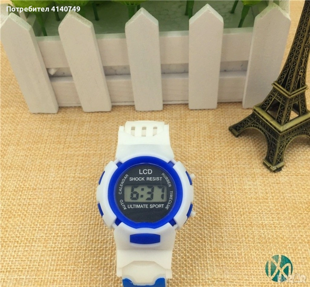 Ултра лек и мек детски ръчен часовник за момчета и момичета син или розов., снимка 1