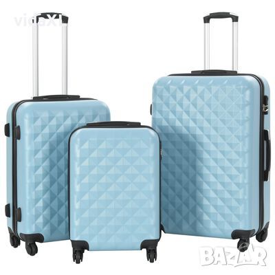 vidaXL Комплект твърди куфари с колелца, 3 бр, сини, ABS, снимка 1