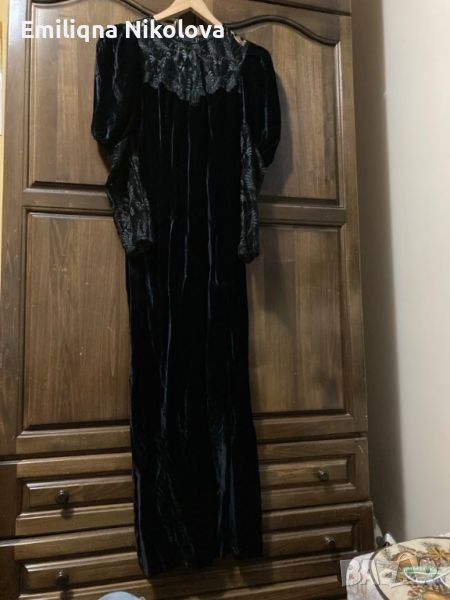 офицялна рокля размер S черно еластично кадифе, снимка 1