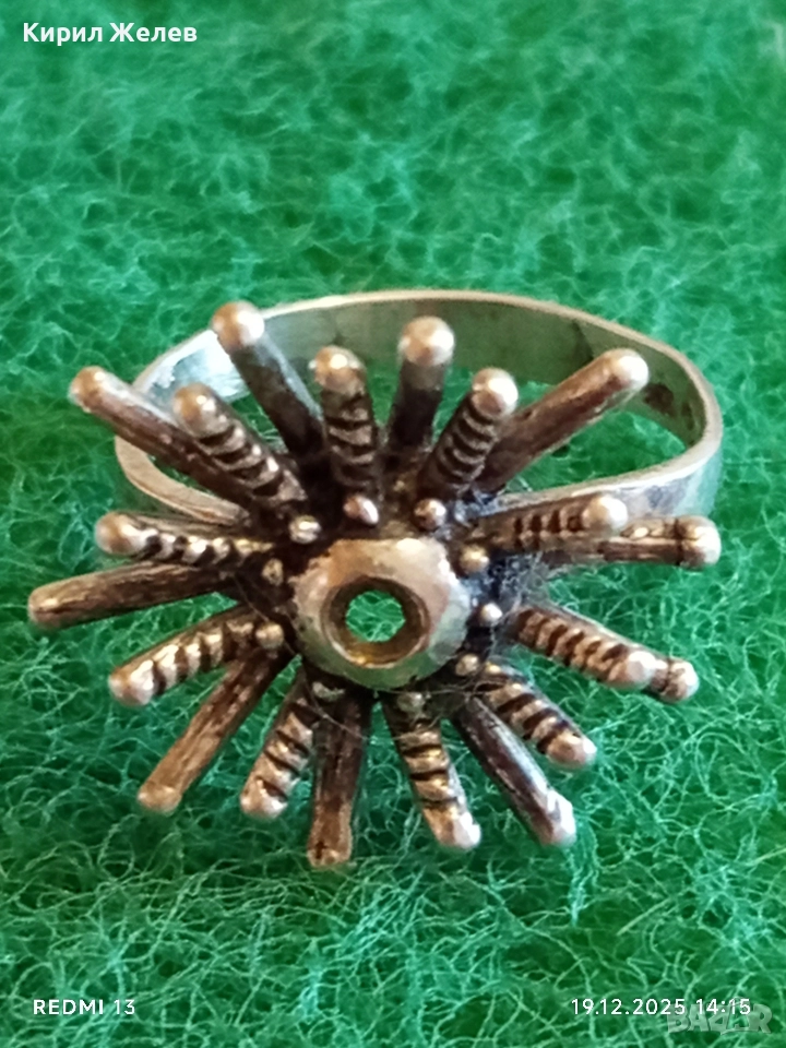 Красив сребърен фешън АРТ пръстен във формата на слънце ☀️ ретро стил 52306, снимка 1