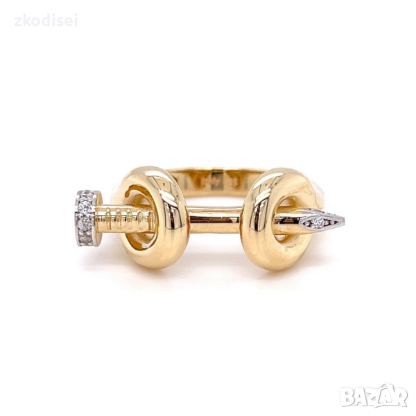 Златен дамски пръстен 3,81гр. размер:58 14кр. проба:585 модел:23085-1, снимка 1