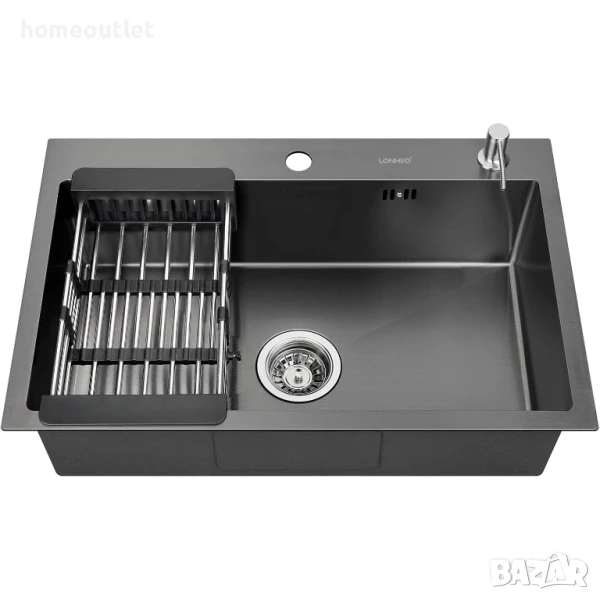 ПРОМОЦИЯ Кухненска мивка от неръждаема стомана с нано покритие 06-LSF0604 (HANDMADE KITCHEN SINK), снимка 1