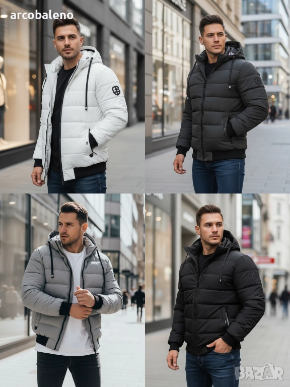 Мъжко зимно ватирано яке с качулка, 4цвята , снимка 1