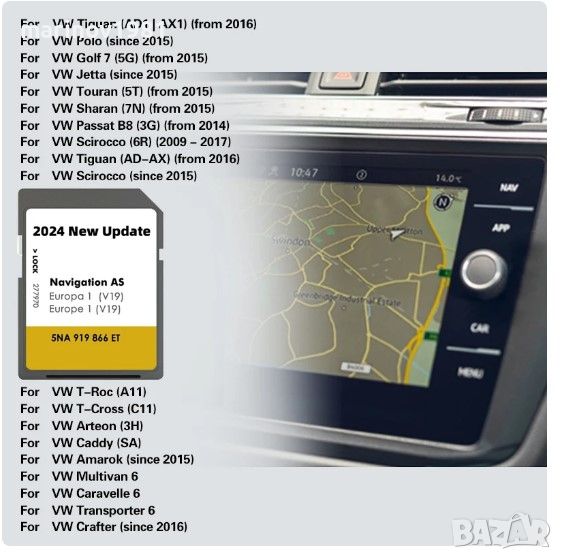 VW 2024/2025 MIB 1,2 Фолксваген навигация ъпдейт Discover media/Pro SD карта AS V19, снимка 1