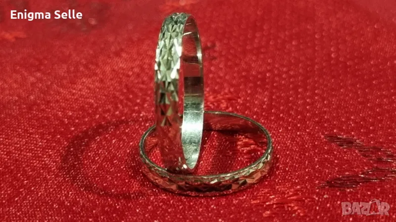 Комплект сребърни брачни халки , снимка 1