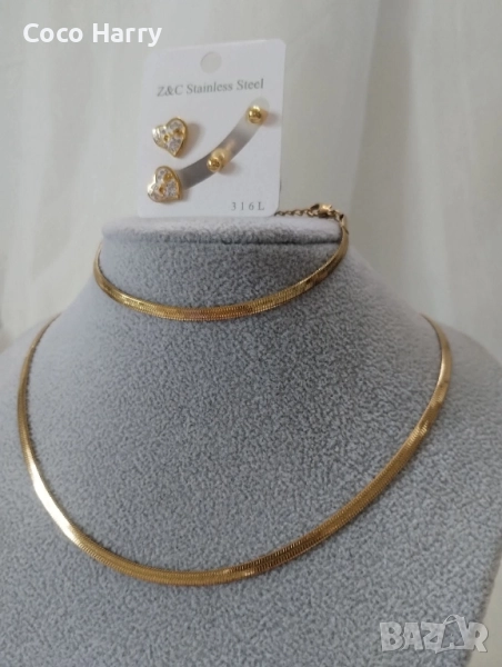 Колие,обеци и гривна медицинска стомана, снимка 1