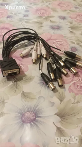 DB15 Pin VGA Мъжко към 8x BNC Video + 4x Audio RCA Женски Адаптер Кабел с Конектори за Видео Кепчър, снимка 1