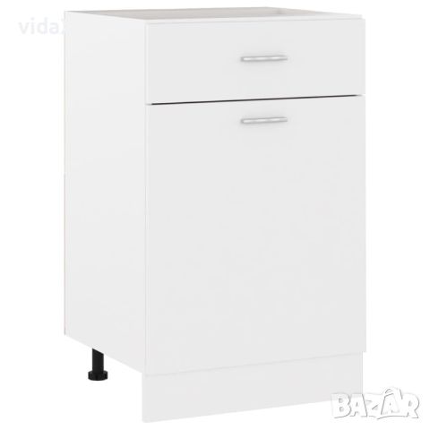 vidaXL Долен шкаф с чекмедже, бял, 50x46x81,5 см, ПДЧ(SKU:801220, снимка 1 - Шкафове - 46030213