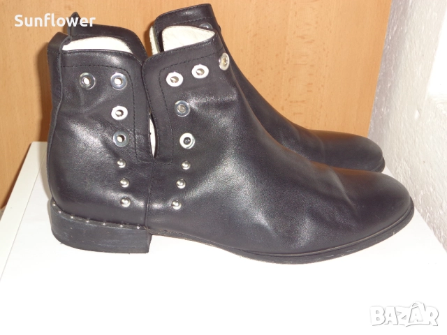 Черни кожени боти с капси Café Noir, размер 40 
