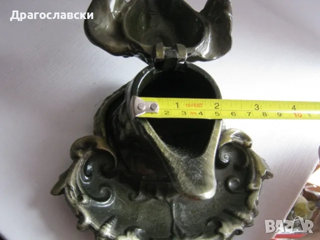 мастилници, стари, СТАРА БЪЛГАРСКА МАСИВНА МЕТАЛ МАСТИЛНИЦА, ГЪЛЪБ птица, пиле, барок, фигура антика, снимка 11 - Антикварни и старинни предмети - 28898864