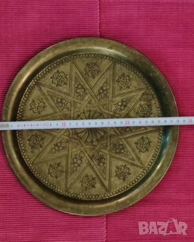 Стар месингов поднос. , снимка 3 - Антикварни и старинни предмети - 50518700