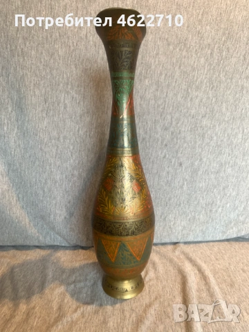 стара  гравирана месингова кана ваза, снимка 3 - Антикварни и старинни предмети - 53584554