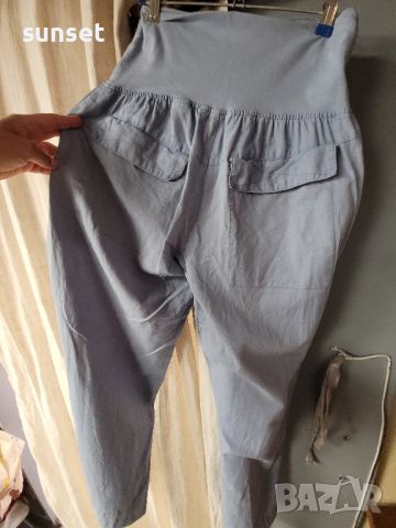 H& M ЛЕНЕН  син панталон,широки крачоли- М размер, снимка 9 - Панталони - 46430670