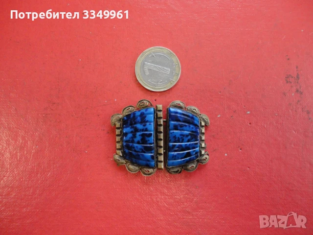 Позланени пафти тока  с камъни 19 век, снимка 2 - Антикварни и старинни предмети - 51342409