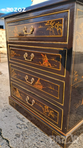 Шкаф масив с рисунки черен, снимка 4 - Шкафове - 52527003