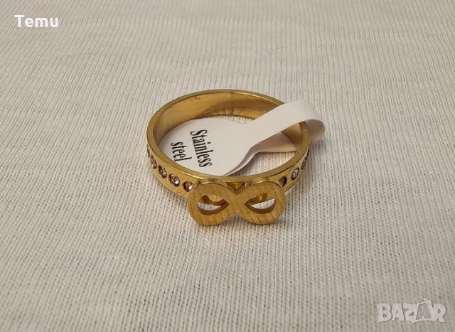 Дамски пръстен от медицинска стомана с камъни цирконии Безкрайност, снимка 3 - Пръстени - 45760462