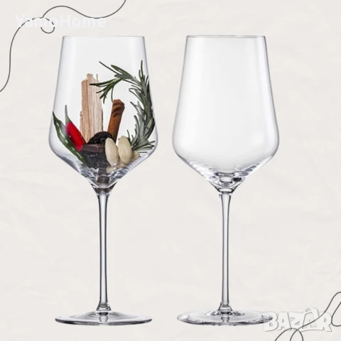 Комплект стъклени чаши за вино – 6 броя изтънчен минимализъм, снимка 1