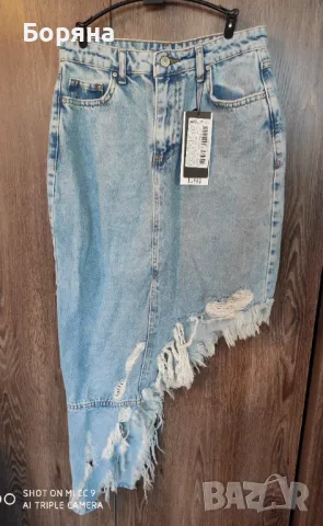 Trendyol нова с етикет асиметрична дънкова пола, снимка 6 - Поли - 49062945