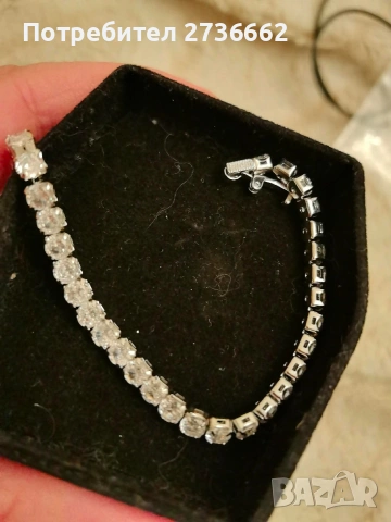 Сребърна гривна с цирконии , снимка 4 - Гривни - 54134053