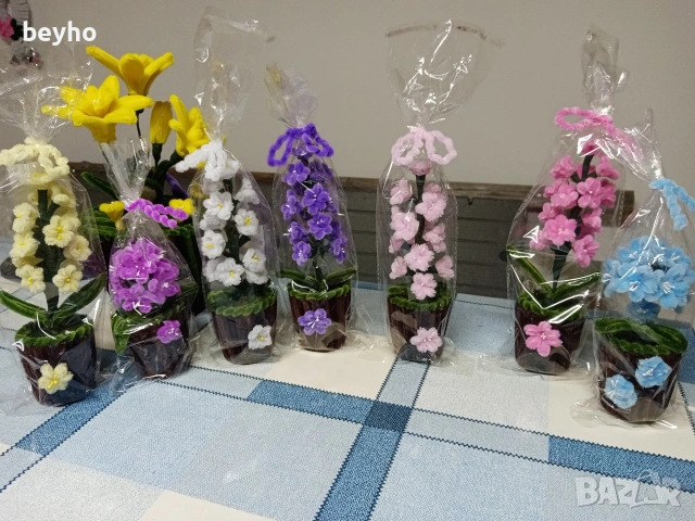 изкуствени цветя от кадифени конци 