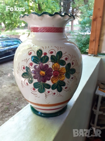 Много красива стара ръчно рисувана ваза керамика - Италия, снимка 2 - Антикварни и старинни предмети - 53478307