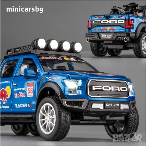 Метален пикап Ford Raptor 6x6 с мотор, снимка 3 - Колекции - 51264256
