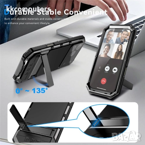 R-JUST Калъф с Протектор за iPhone 17 Pro | Удароустойчив, Водоустойчив (IP54) | Вграден стойка, снимка 11 - Калъфи, кейсове - 52052151