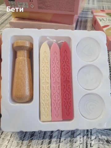 Комплект за восъчни печати, AVEC, розов и червен, снимка 2 - Други - 52513629