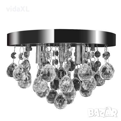 Лампа за таван с висящи кристали, хромирана(SKU:240688, снимка 1 - Други - 45427469