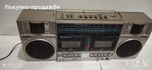 стар радио касетофон Hitachi TRK-W55W, снимка 2 - Радиокасетофони, транзистори - 52819040