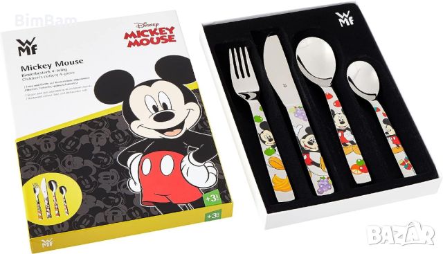 Комплект детски прибори за хранене WMF MICKEY MOUSE / Мики Маус - 4 броя, снимка 1 - Прибори за хранене, готвене и сервиране - 45873575