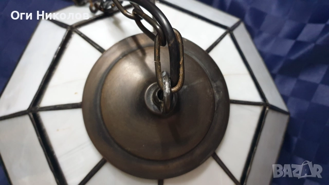 Голям  осмоъгълен полилей тип " Тифани", снимка 2 - Антикварни и старинни предмети - 52423842