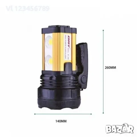 Супер мощен LED акумулаторен фенер DAT AT-398 , снимка 2 - Къмпинг осветление - 53936458