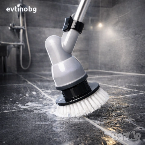 Водоустойчива електрическа почистваща четка с литиево-йонна батерия и регулируема дръжка, снимка 3 - Други стоки за дома - 53769750