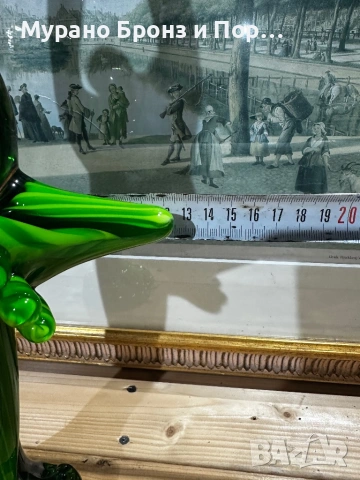 Масивна стъклена скулптура "Йога Жаба" (Мурано стил) – 44 см, 2.7 кг, снимка 4 - Декорация за дома - 53648778