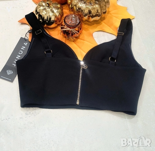 Дамски черен плюшен суитчър Junona Юнона с качулка кроп топ , снимка 11 - Суичъри - 52740202