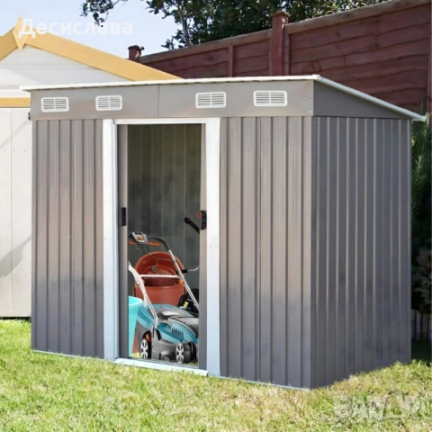 Метална градинска къща за инструменти с вентилация и заключване, снимка 9 - Други - 53137436