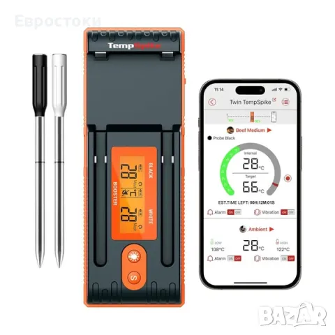 Tempspike tp960-gb-1 Безжичен термометър за месо с 2 сонди Bluetooth 150 м APP Control, снимка 1 - Други - 48489603