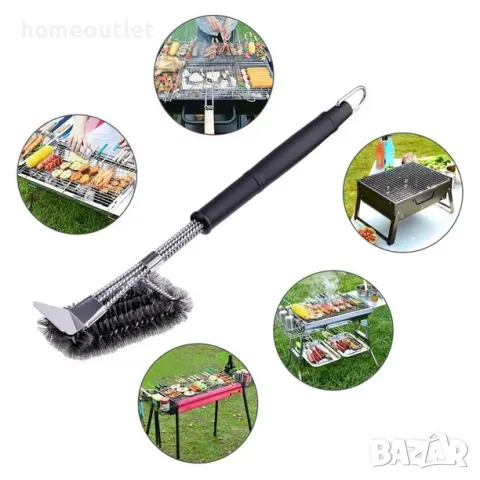 ПРОМОЦИЯ Четка за почистване на грил BBQ GRILL BRUSH (X000U0KIMJ), снимка 3 - Барбекюта - 50096831